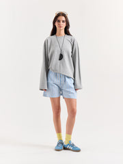 Marl Grey Loose Fit Cropped T-Shirt
